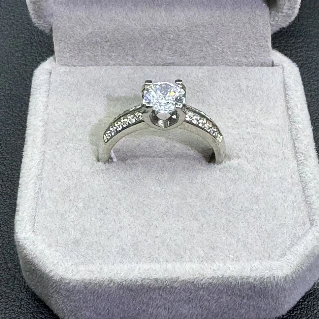 925银莫桑石戒指 双排牛头一克拉戒指-xx048