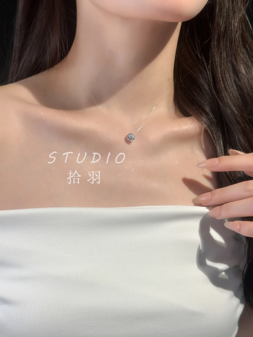 铜项链 人鱼之泪隐形项链2025新款鱼线精致百搭小众项链