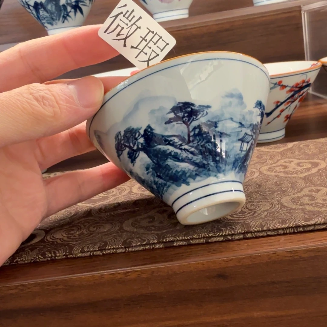 釉下手绘茶具微瑕