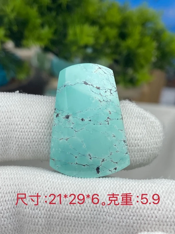 玉化绿松石平安牌原矿高瓷蓝绿料水草纹毛衣链吊坠女（地大证书）