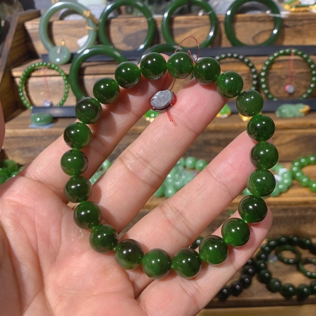 【闪购商品】吊坠(不含链)未镶嵌和田玉巴料菠菜绿手串 10