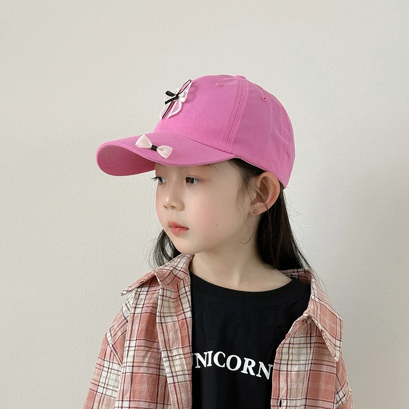 女童帽子春秋季儿童棒球帽甜美薄款韩版遮阳女孩鸭舌帽大帽檐户外