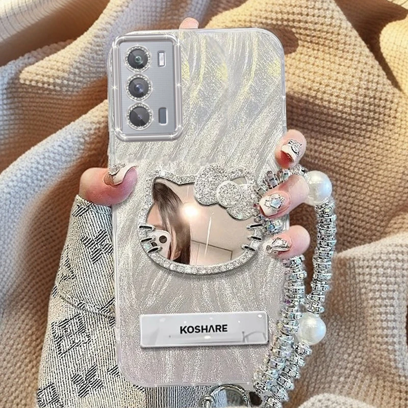 自带镜头膜VIVOiQOONeo5SE手机壳V2157A软壳镶钻kt猫镜子iQOONe5s