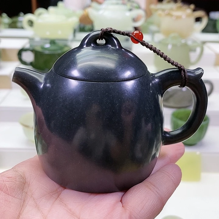和田玉未镶嵌挂件茶壶150m l