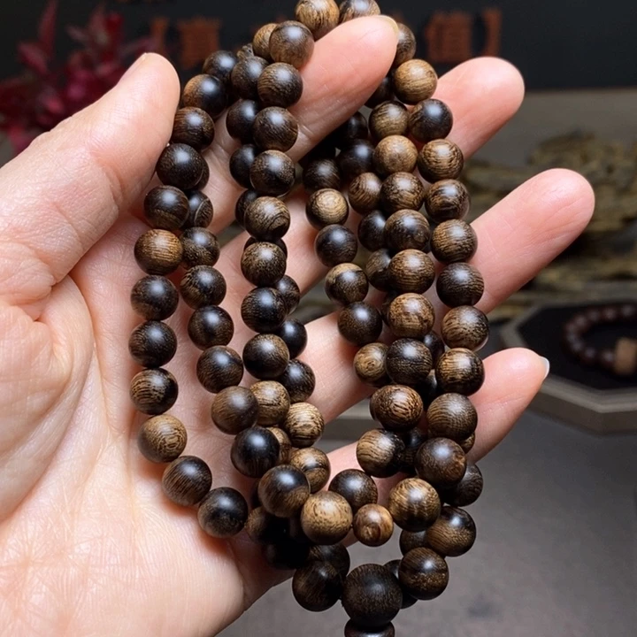 沉香手串越南芽庄黄棋瘤疤0.8×108