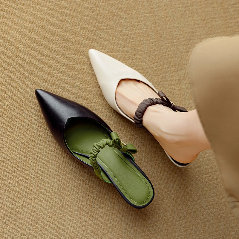 跟高5.5CM/气质高跟鞋女细跟尖头包头半拖鞋女凉拖