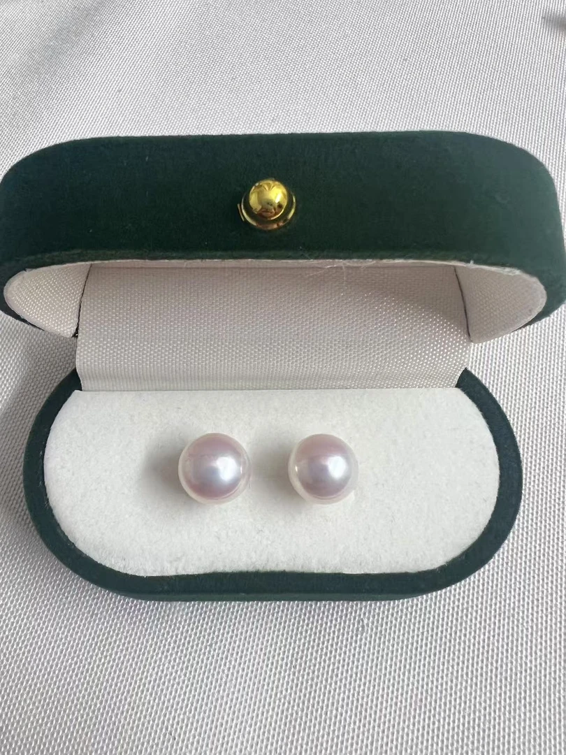 淡水无核强光10-11珍珠耳钉白色（S925银）
