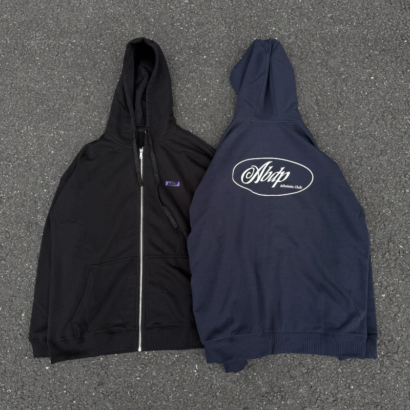 ABDP秋冬连帽拉链开衫外套宽松卫衣毛圈重磅美式休闲街头运动情侣