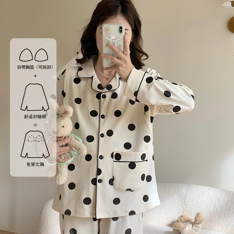 【可拆卸胸垫】月子服秋冬云感棉孕妇哺乳睡衣产后吸汗透气家居服