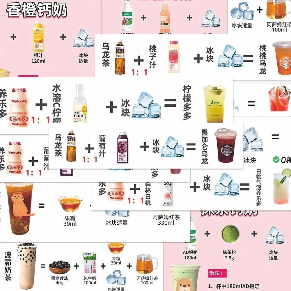 【1·9r】162便利店奶茶公式贴纸简单自制奶茶diy装饰驾车个人用品