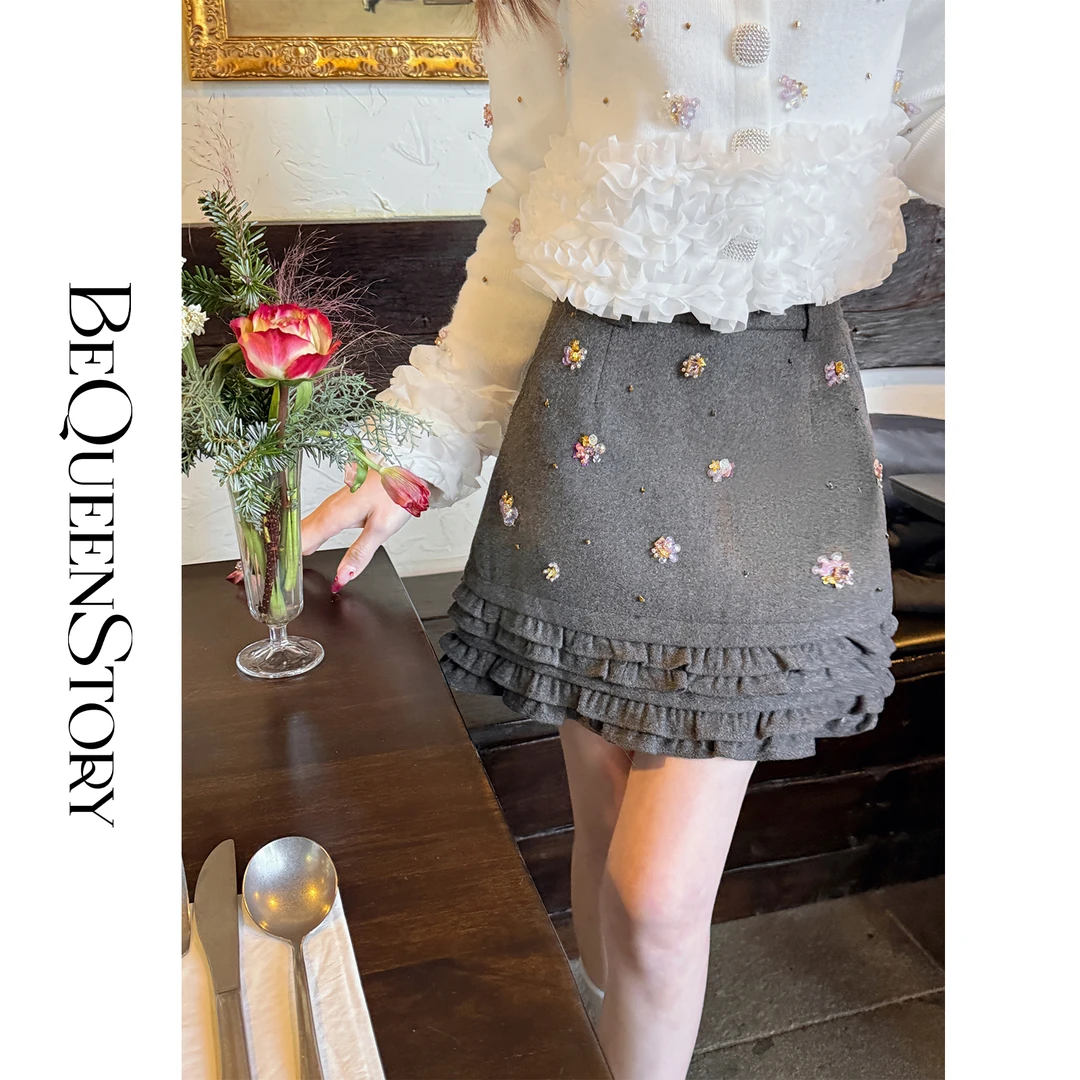 韩韩IU【格雷花蕊】2025年新品精致千金风自带防走光裤里短裙