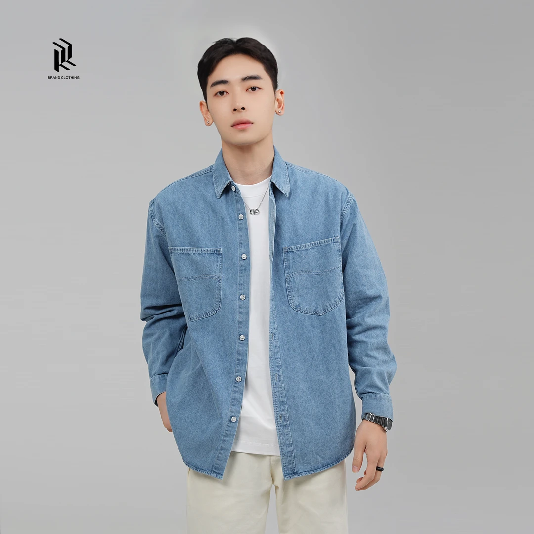 【RHETT KELLEY】春季新款潮流日系工装牛仔衬衫休闲百搭男士衬衣