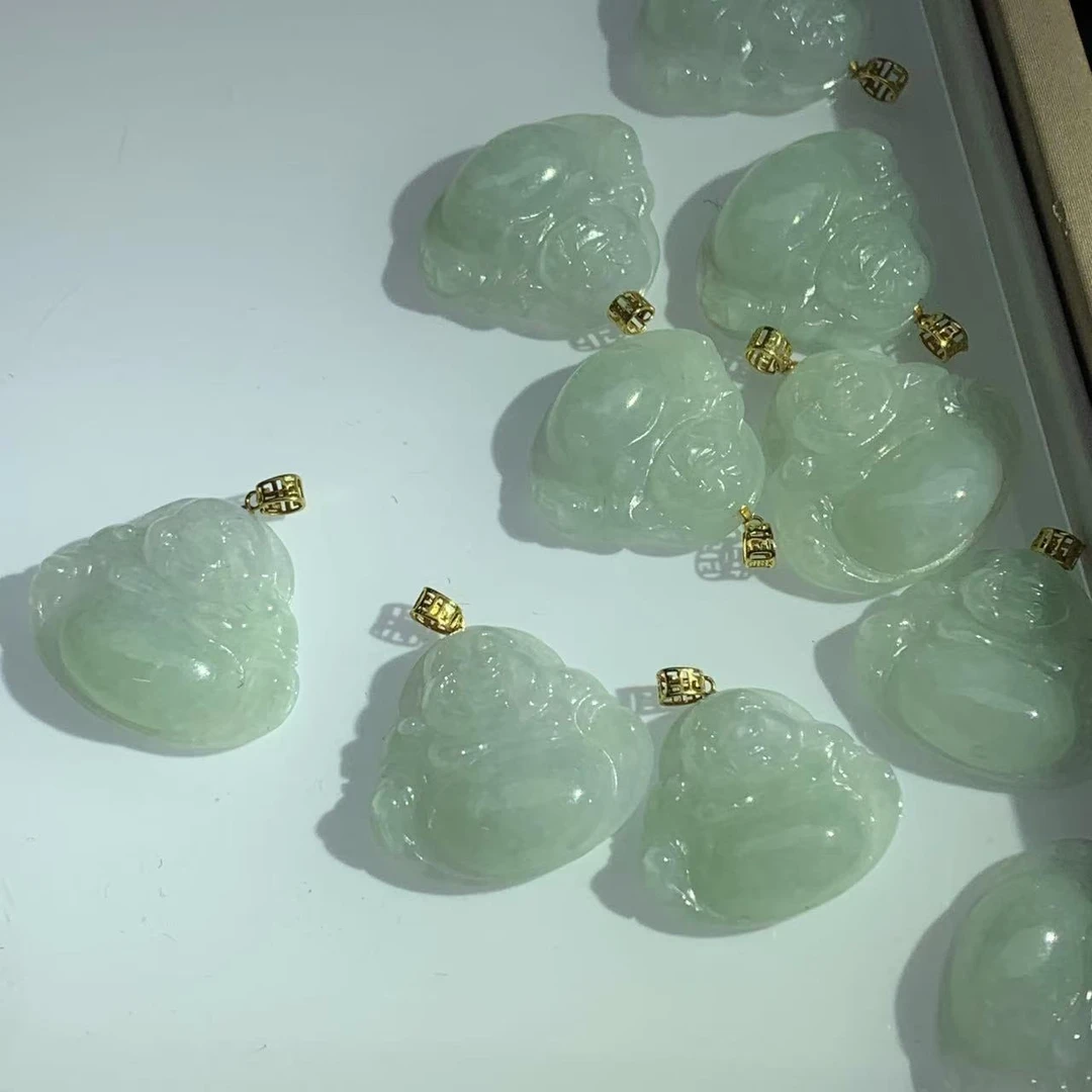【董小姐珠宝】翡翠18k金小佛公V48/多样性发一件