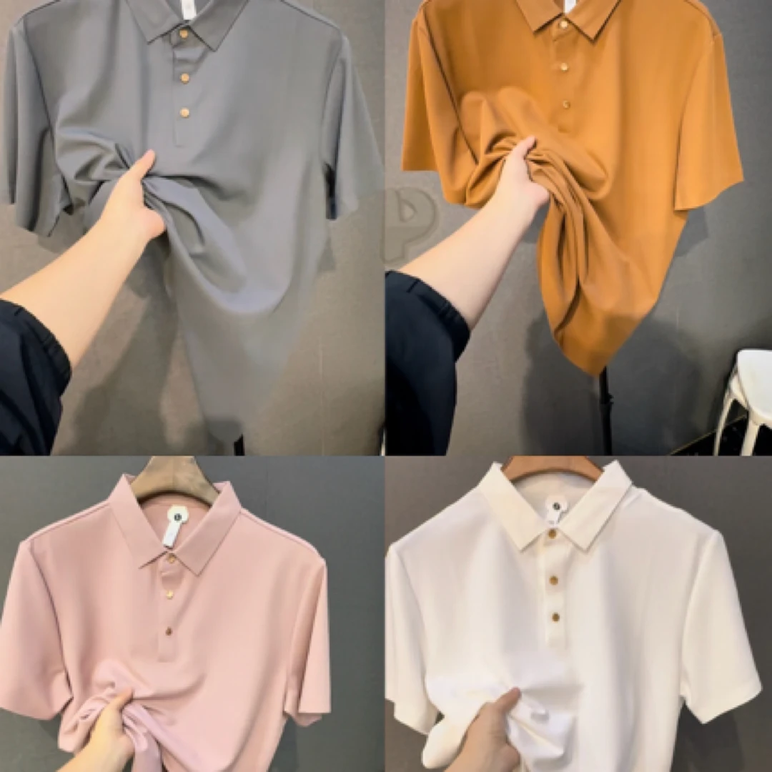男Polo衫男装衬衫时尚上衣短袖免烫夏季半袖休闲纯色修身型