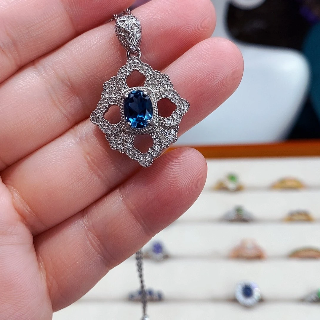 托帕石颈饰银S925镶嵌