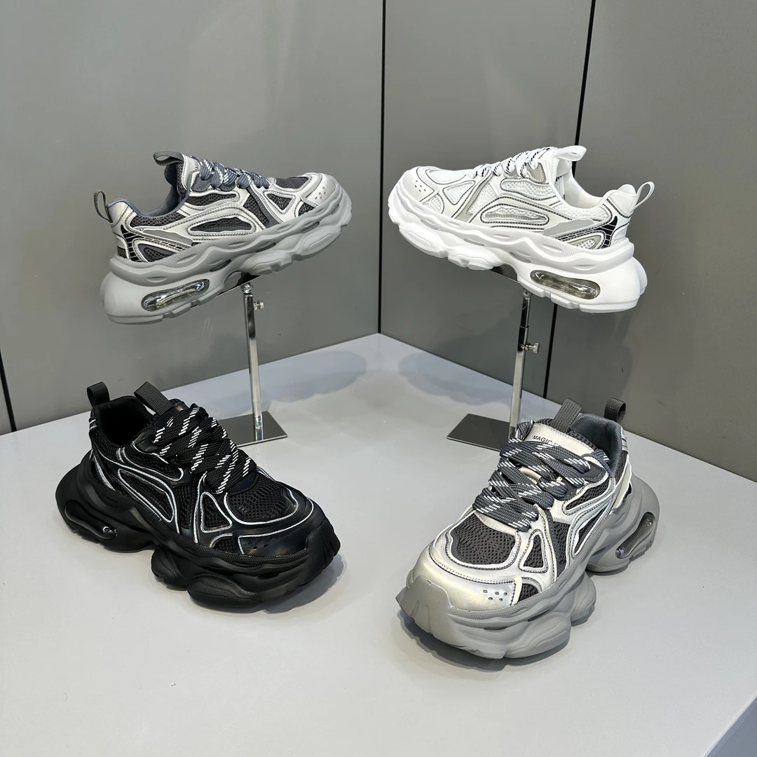 欧洲站痞帅潮牌男士春夏透气舒适百搭潮流软底增高老爹鞋男款夏季