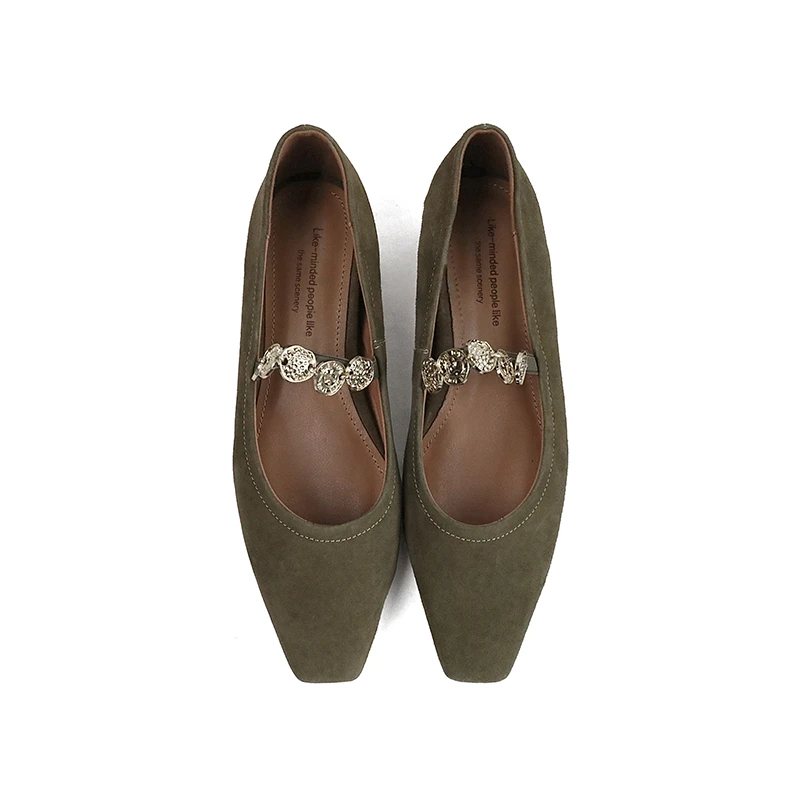 复古金币一字带小方头玛丽珍鞋单鞋