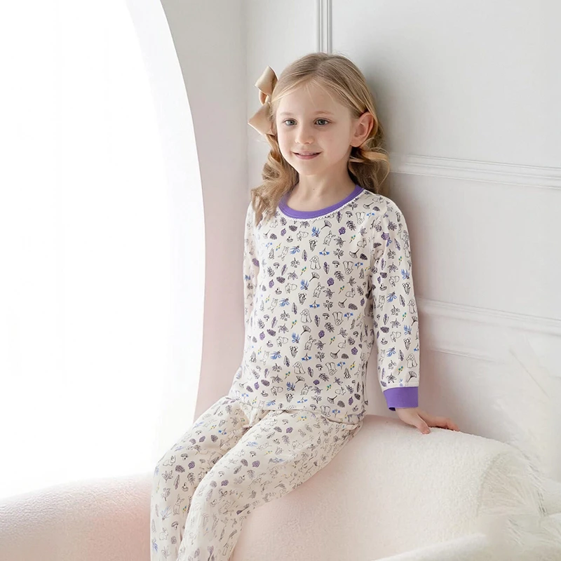 A类100%纯棉儿童男女宝舒适休闲无骨家居服