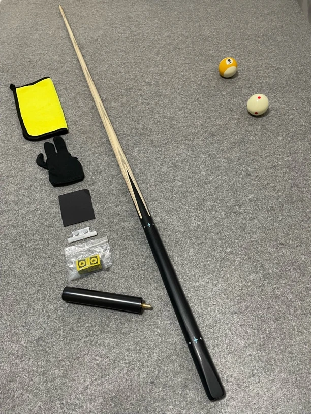 【星空机雕】小黑通台球杆镶嵌黑八小头一体通杆花式九球桌球杆