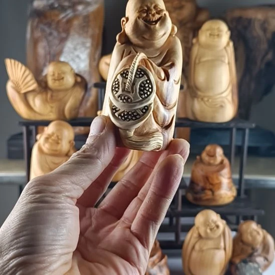 香榧木崖柏弥勒手把弥勒