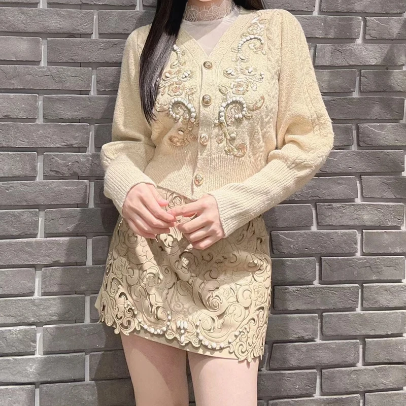 兮兮定制巴洛克风针织开衫24秋新款