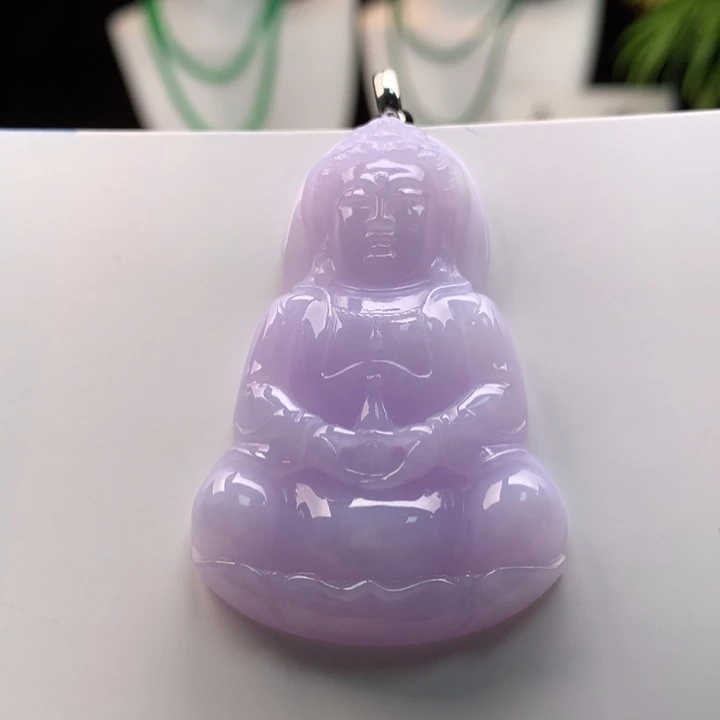 翡翠18K金镶嵌颈饰天然缅甸A货翡翠