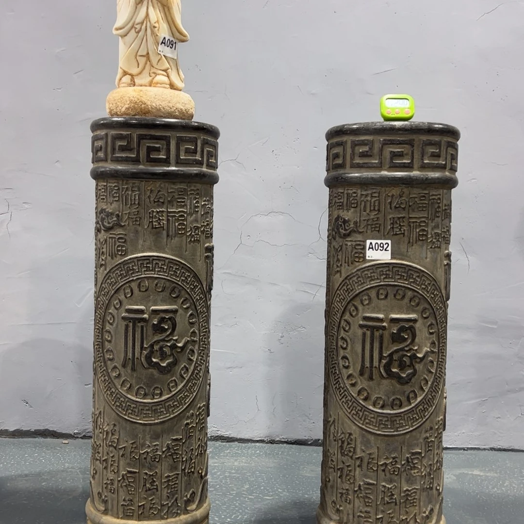 黑青石材质百福柱