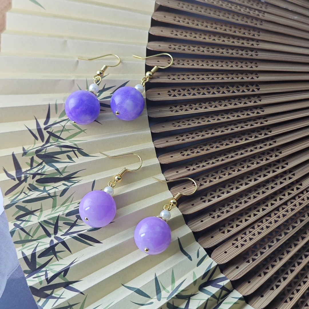 轻奢百搭款冰粉紫紫罗兰耳饰-多样性发其一-y2354