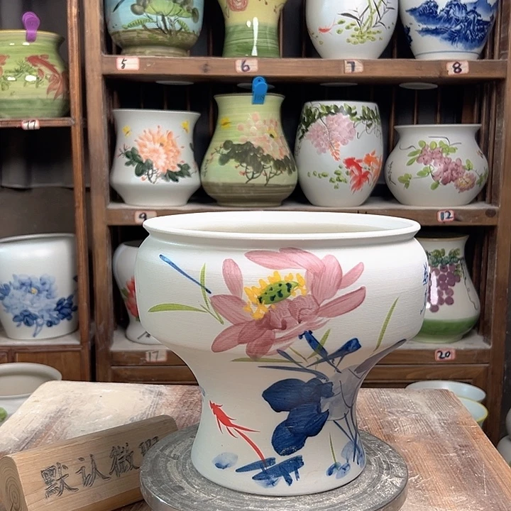 陶口22青花荷花新款新款陶瓷