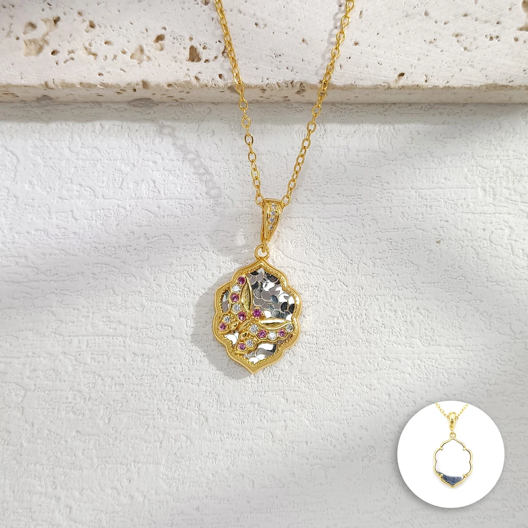 铜合金合成锆石项链 AJH-007475 【情丝绕槿】项链气质小众百搭轻奢