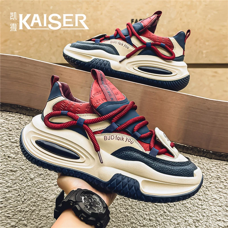 凯撒官方正版男鞋秋季透气厚底增高老爹鞋男士低帮耐磨休闲运动鞋