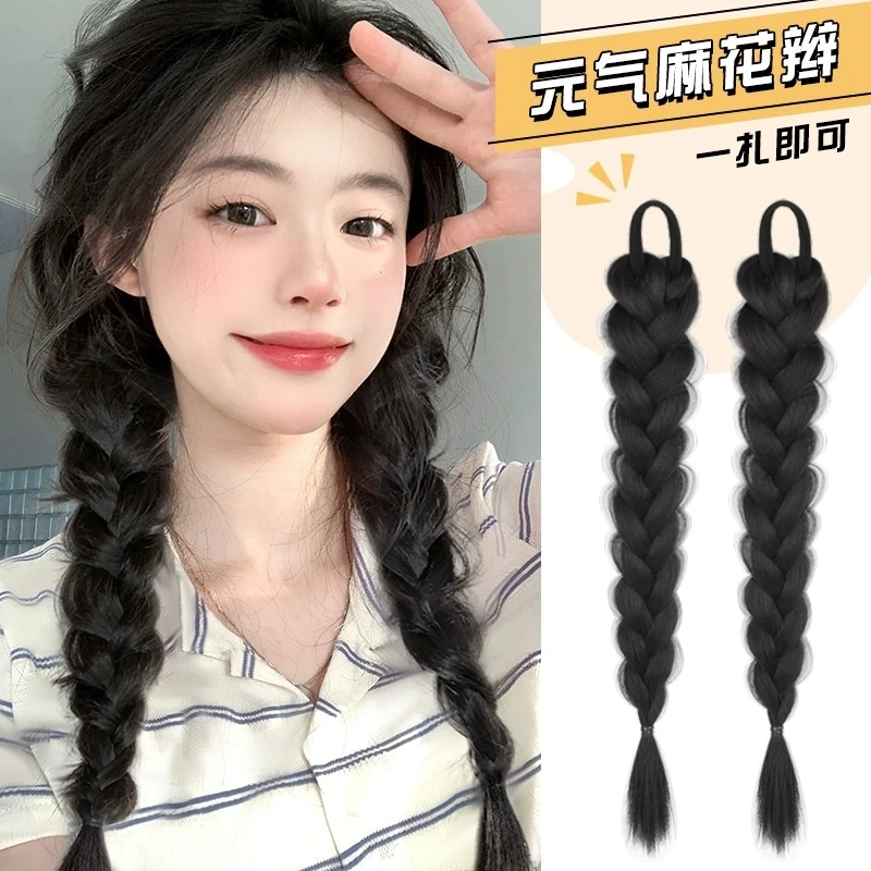 假发辫马尾女仿真发新中式麻花辫双低马尾网红侧边拳击辫长假辫子