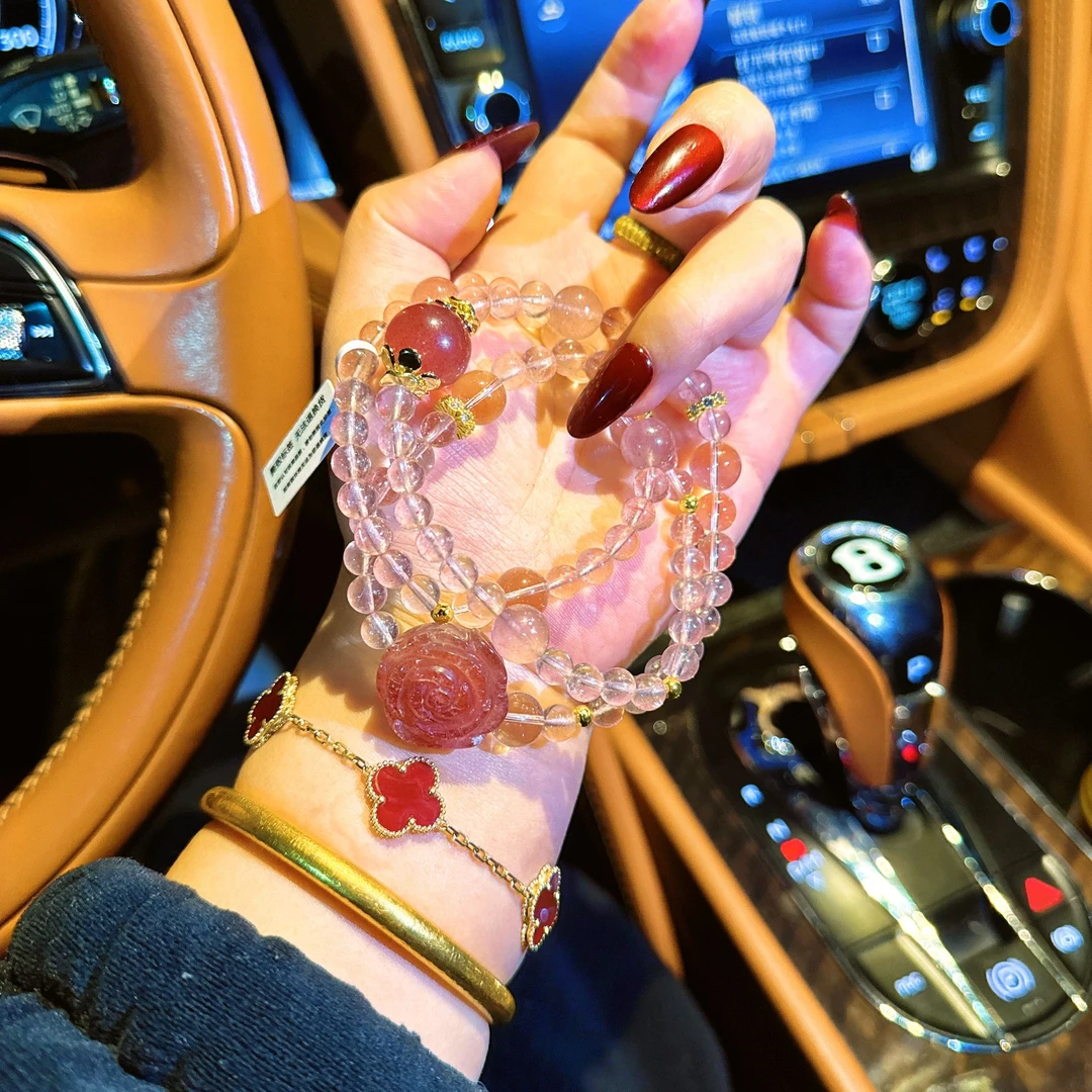 7mm三圈人间水蜜桃草莓晶水晶F74