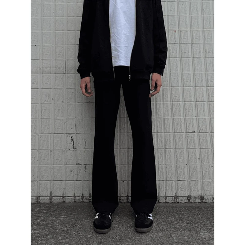 黑色柳叶弯刀微喇西裤男款夏季cleanfit薄款冰丝裤ins直筒休闲裤