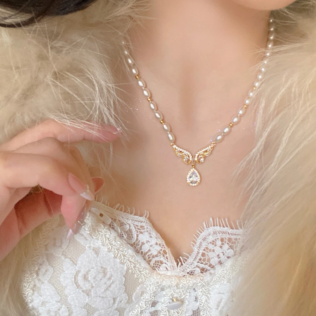 铜锆石项链 【天使之翼】珠珠项链女气质时尚高级感翅膀毛衣链百搭