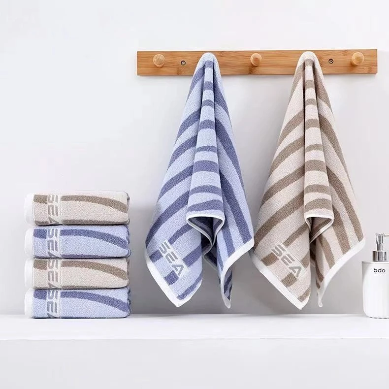 哈福纯棉加厚加大成人男女家用柔软吸水不掉毛条纹洗澡洗脸毛巾