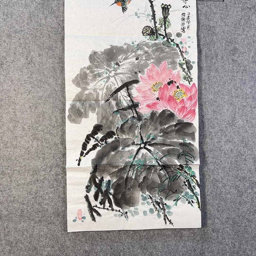 国画412 花鸟在树丛的顶端鸣叫叫声