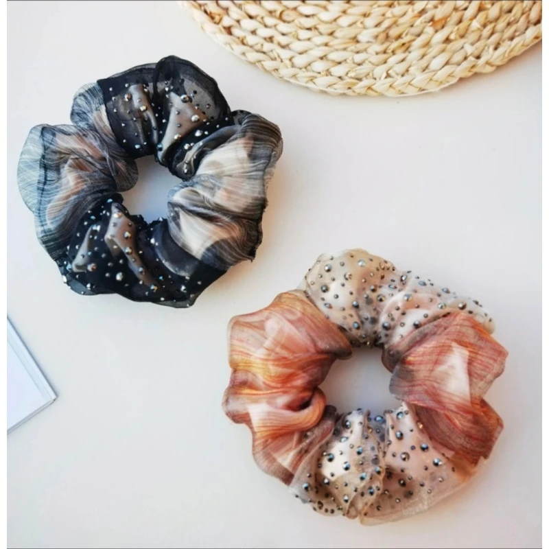 诗泊雅 简约法式浪漫烫钻拼接发圈爆款气质皮筋高颜值扎头发繁星