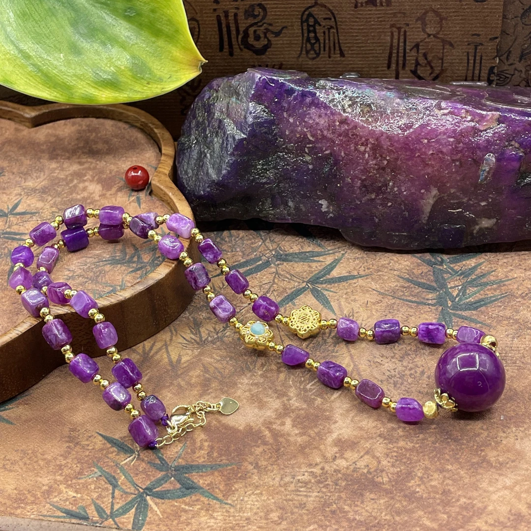 含辰砂工艺品【繁花珠宝甄选】紫舒玉化项链RX60018