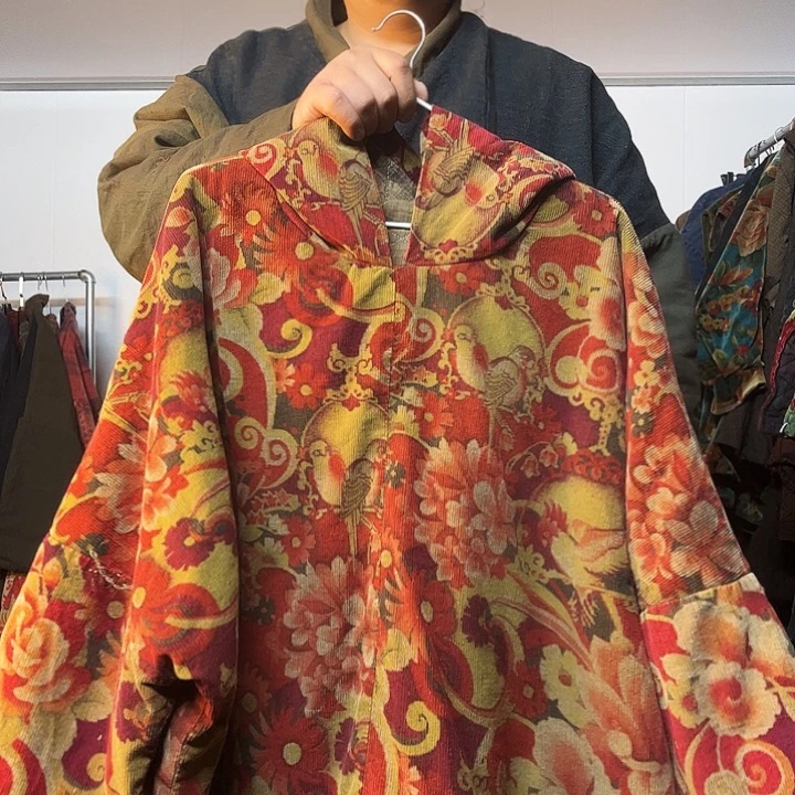 油蜡染套头棉服上衣