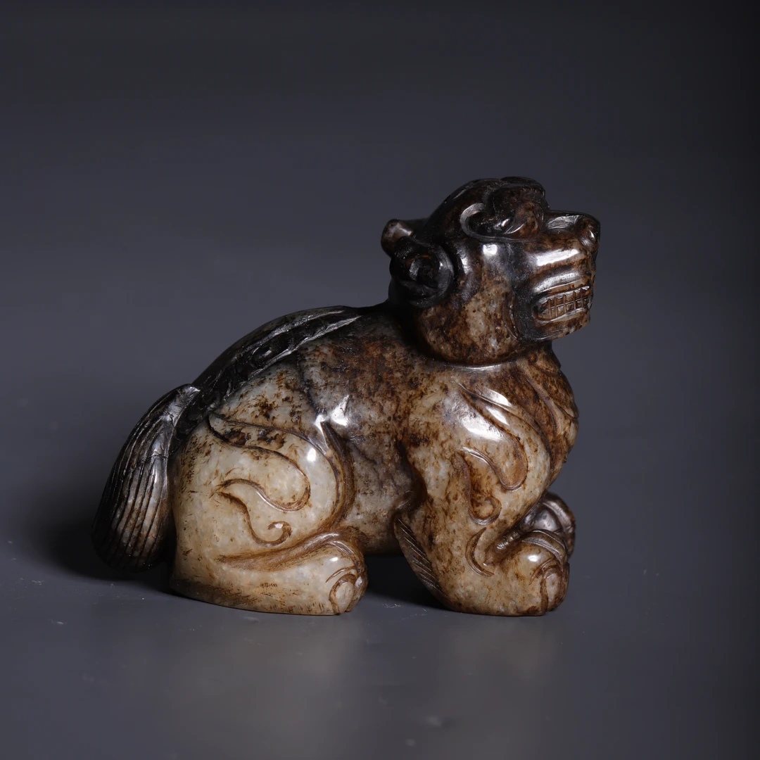 明和田玉瑞兽花件