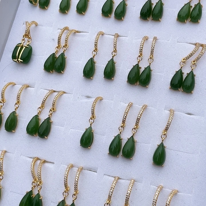 和田玉银S925镶嵌耳饰多样性拍一发一