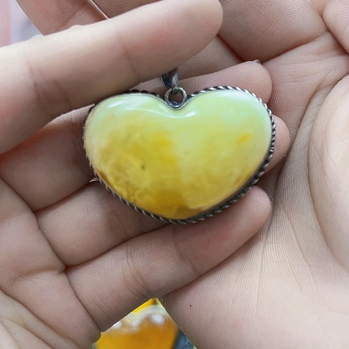 琥珀银S925镶嵌颈饰吊坠