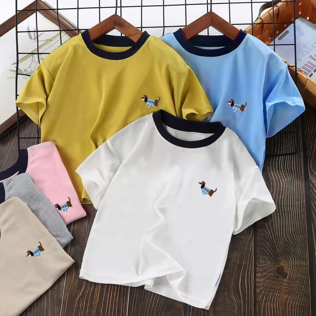 儿童夏季潮流绣花卡通短袖宝宝清爽半袖