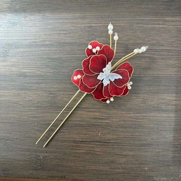 春亦归古风发饰汉服绒花发簪 手工制作默认微瑕