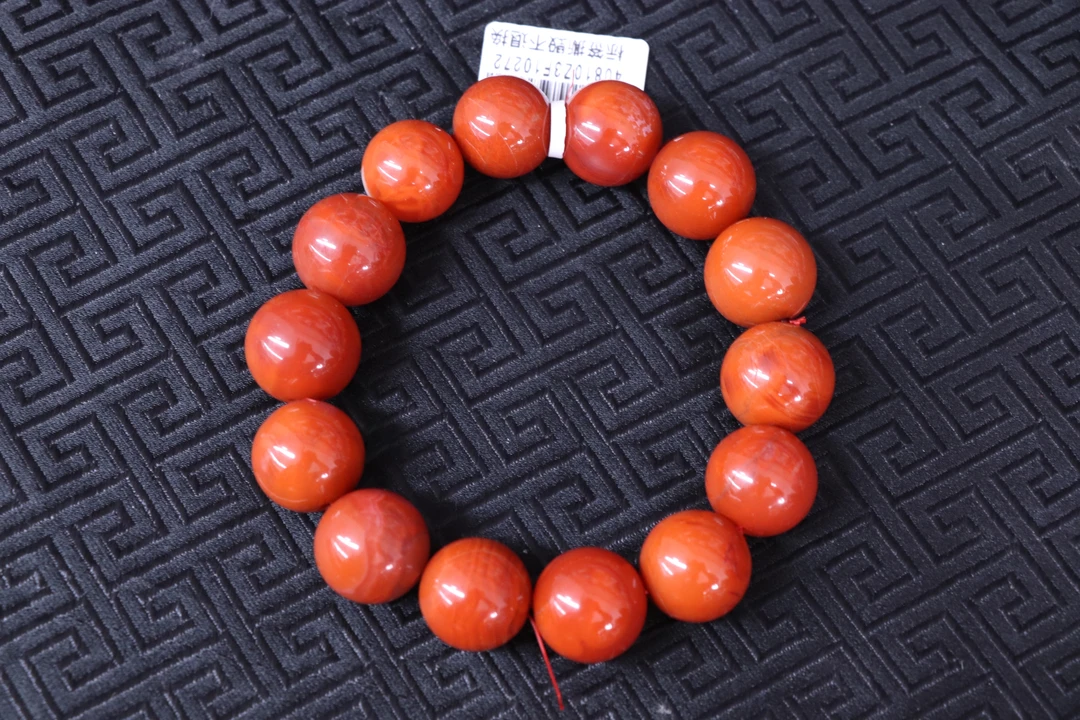 原矿无优化天然南红瓦西玫红火焰纹单圈15mm左右有纹裂介意慎拍