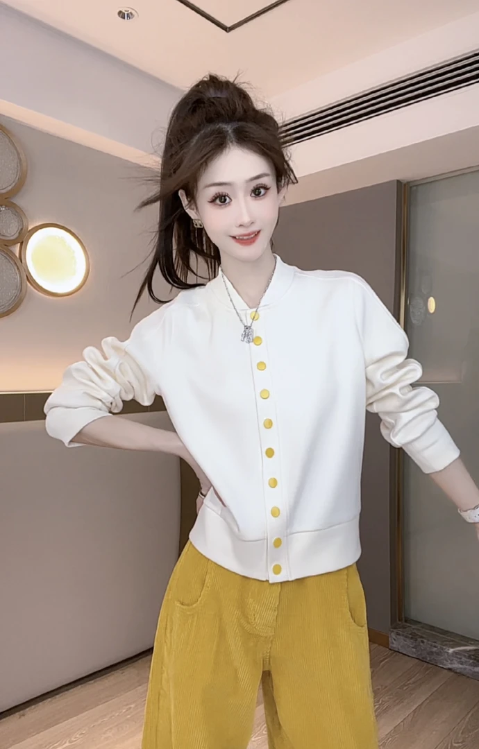 Ling【小清新】单件上衣清新气质百搭减龄洋气减龄设计感棒球服上衣