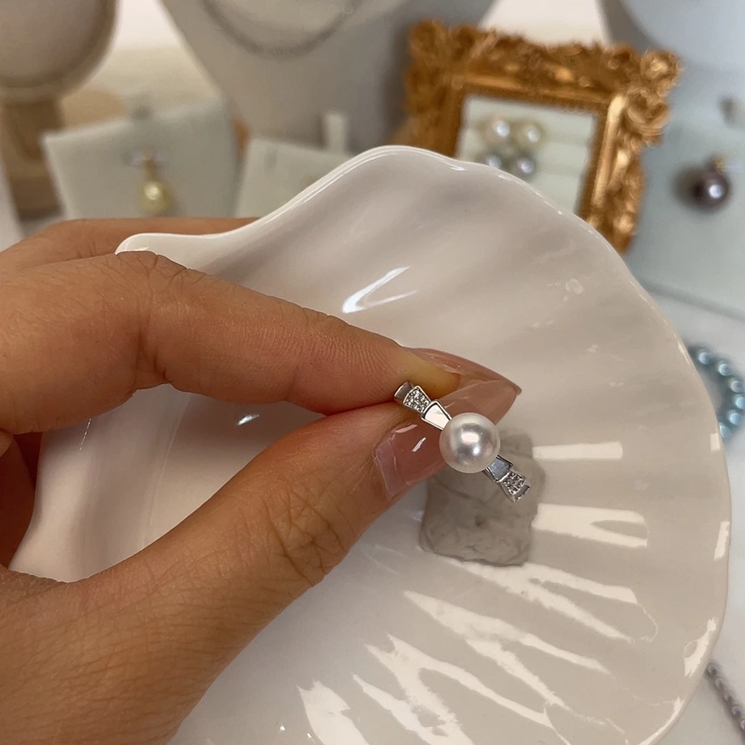 银S925镶嵌海水珍珠戒指