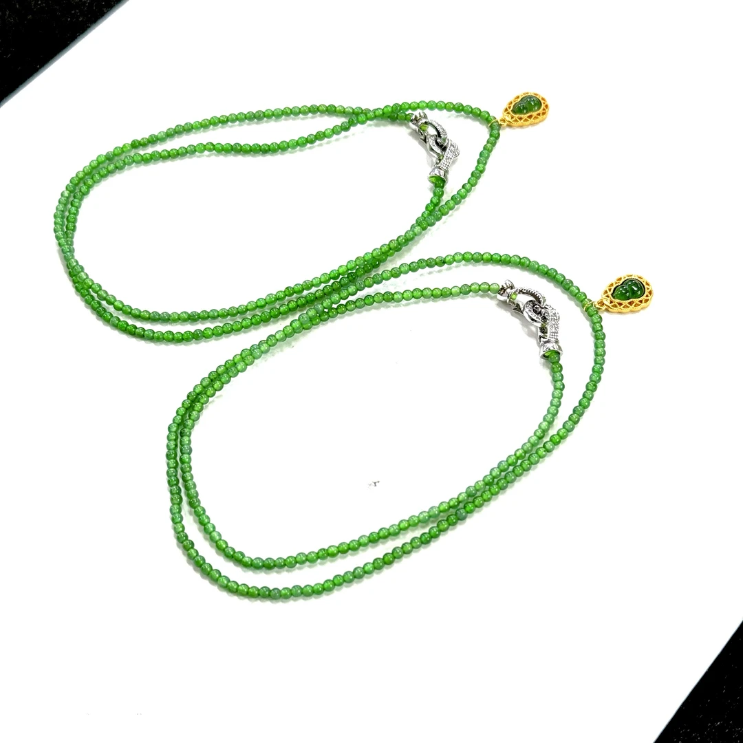 【CH】18k金翡翠葫芦小米珠DIY项链-约2mm（多样性发其一）