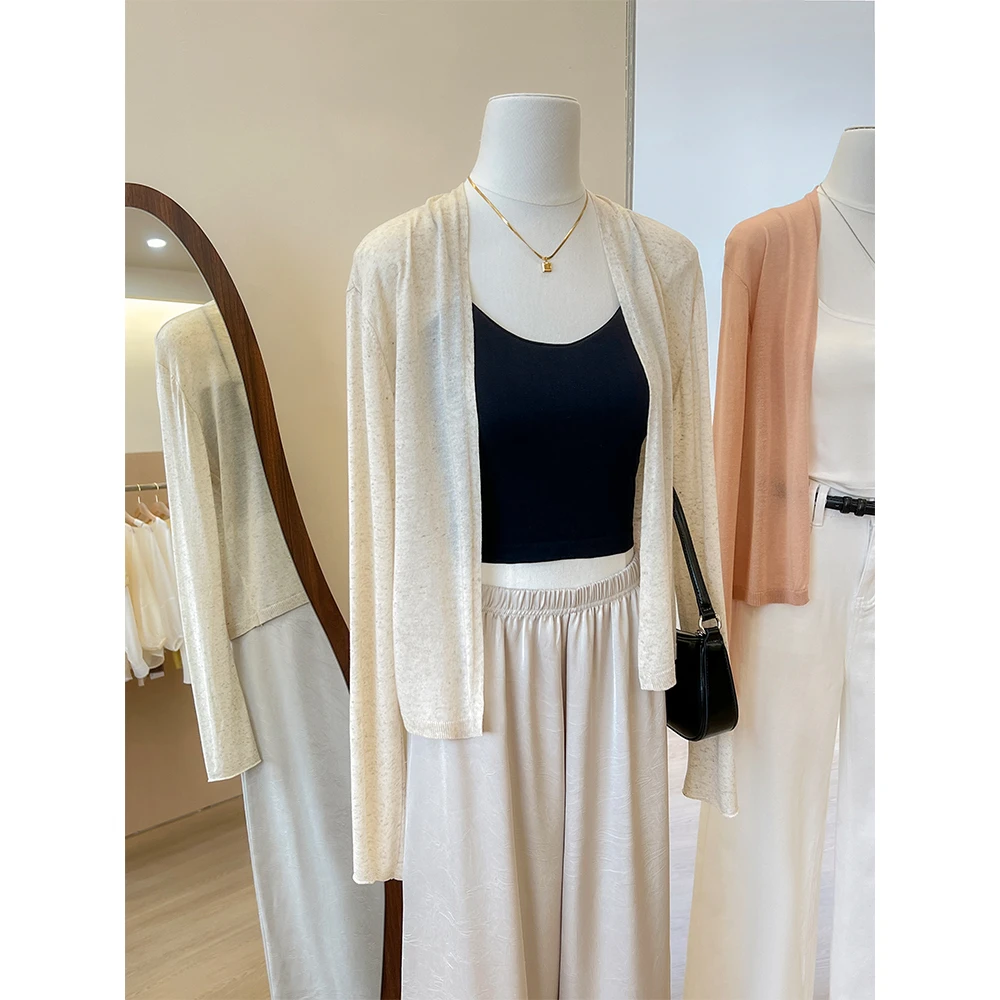 韩版百搭针织防晒开衫女夏季透气温柔长袖空调罩衫冰丝外套上衣薄